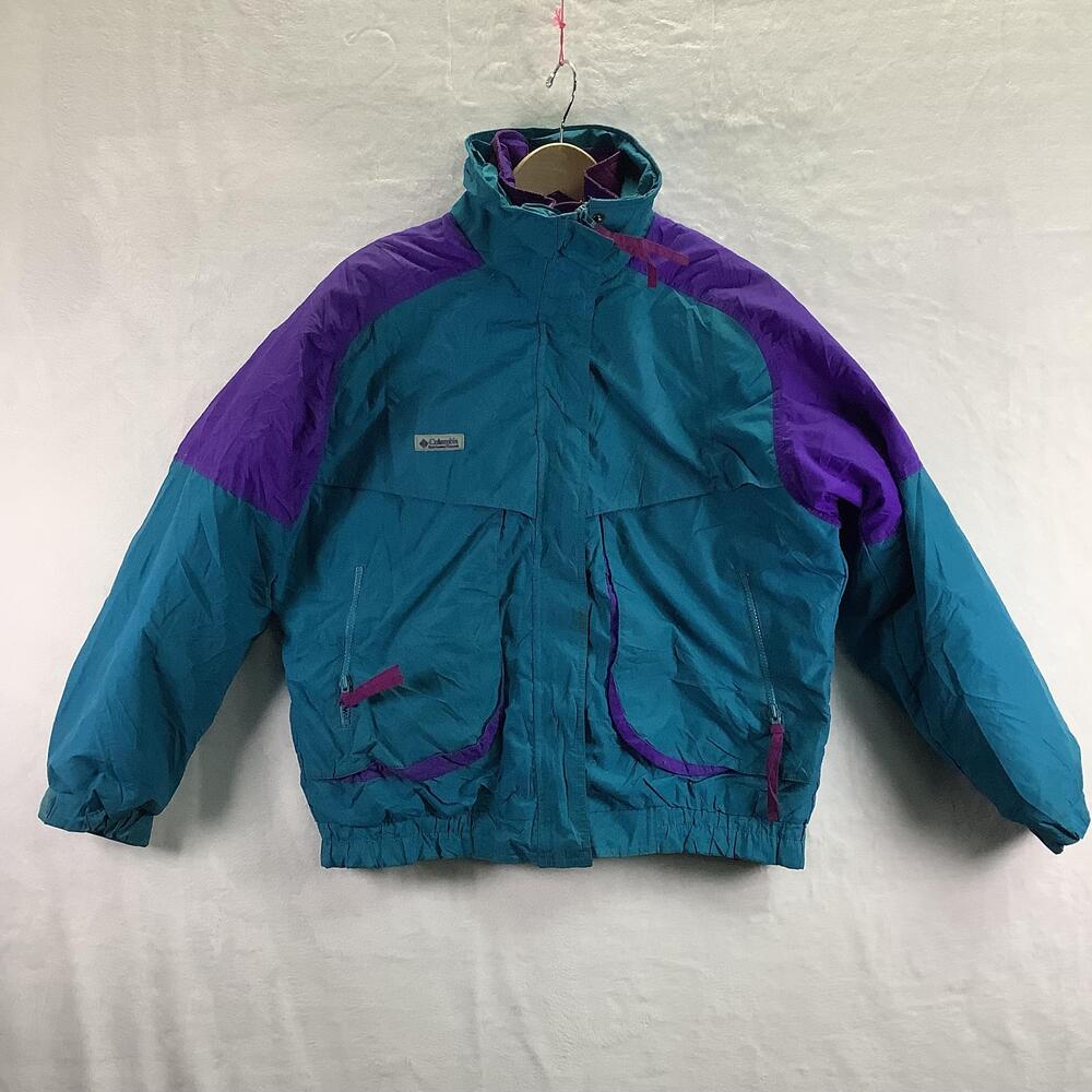 Vintage Columbia Jacket Womens Large Teal Purple Powder Keg Ski Insulated 90s